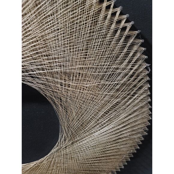 Vintage MCM Signed 1973 Nails on Wood Circle String Wall Art Retro Boho - Picture 5 of 5